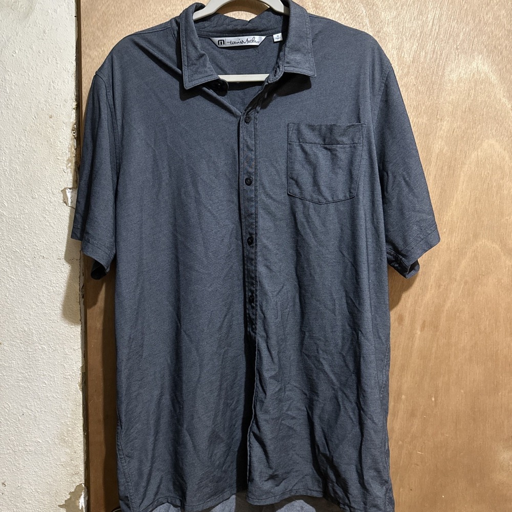 Travis Mathew Button Down Shirt Mens XL Pima Gray Performance Stretch Golf